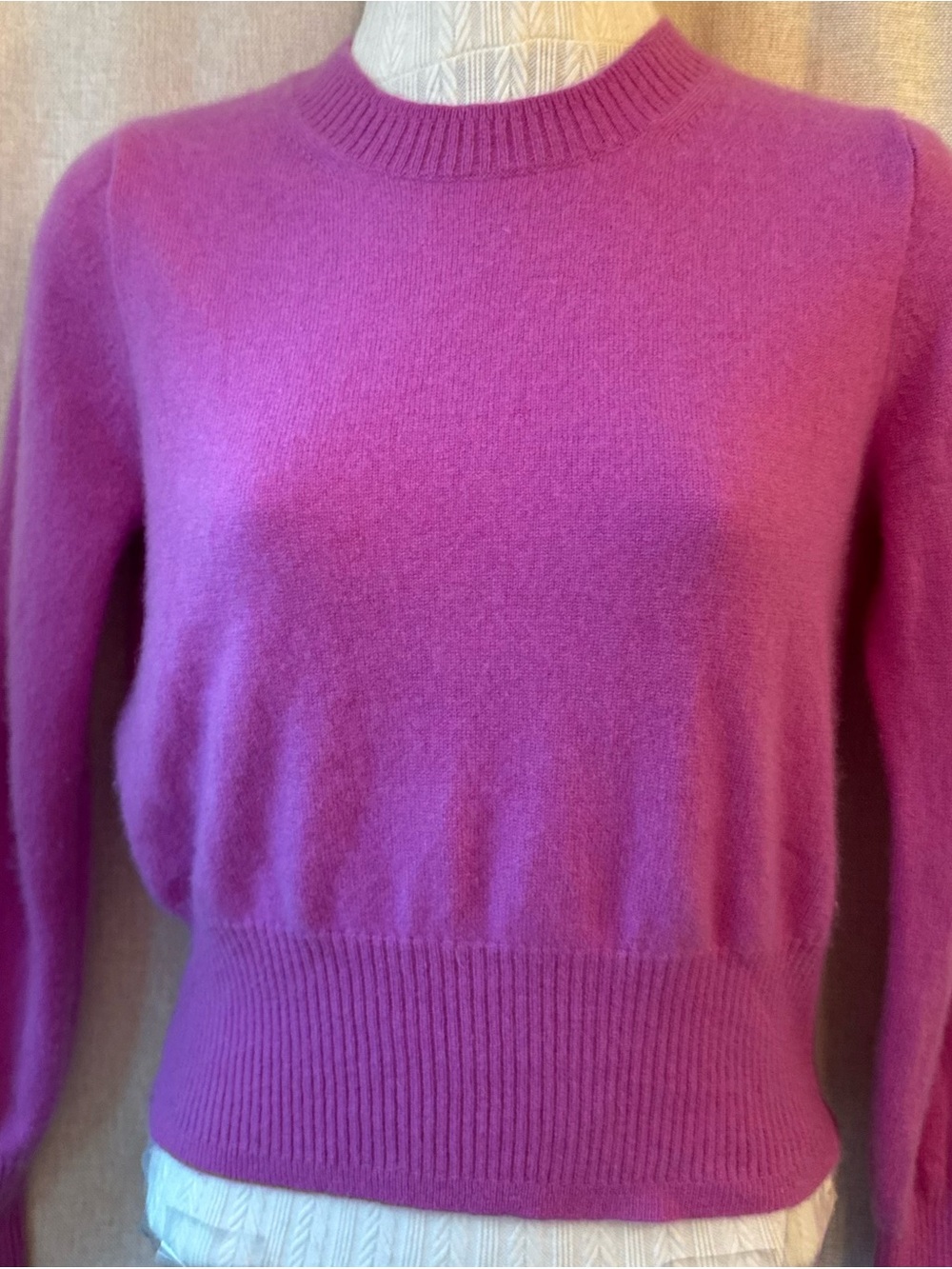 💖 J.Crew 100% Cashmere Pink Orchid Cropped Sweater S | Mended
